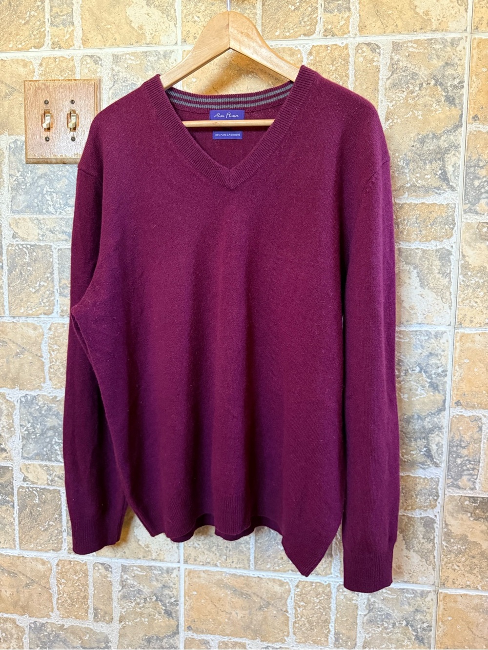 Alan Flusser Men's 100% Cashmere V-Neck Sweater - XL